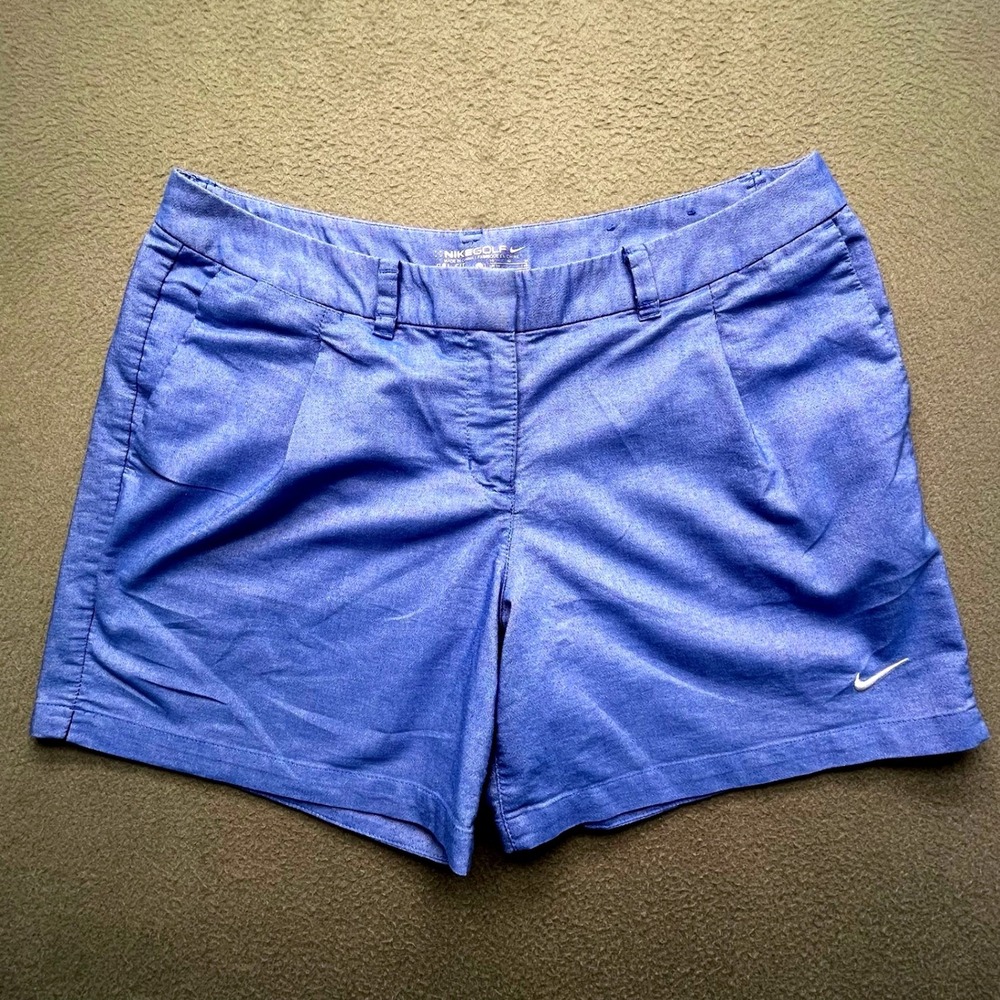 Nike Women Golf Shorts Blue Chambray Dri-FIT Size 10 725763-480 Active Preppy